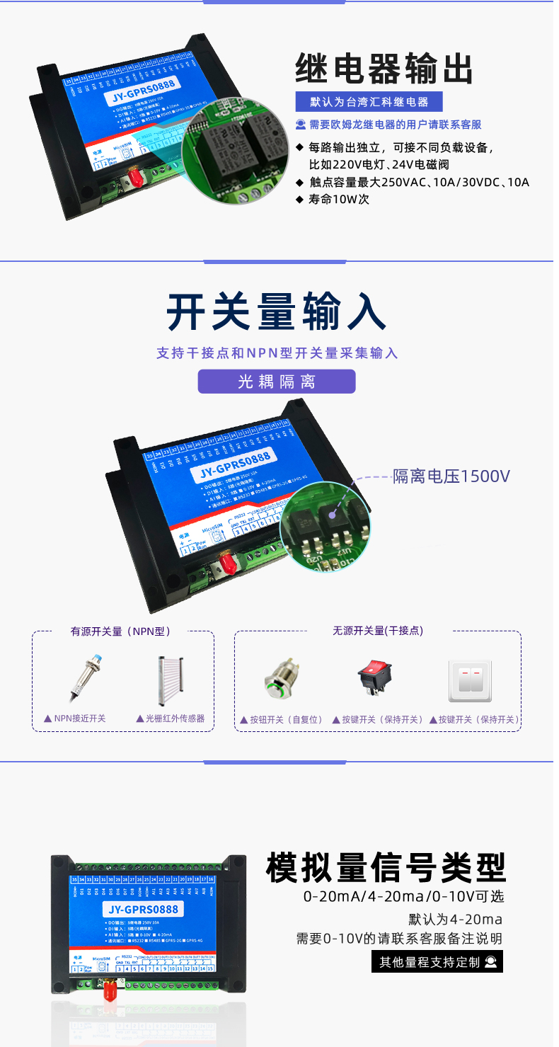 GPRS-0888 云平臺(tái) 遠(yuǎn)程數(shù)采控制器開關(guān)量輸入
