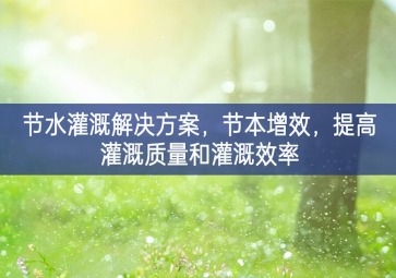 「智慧環(huán)?！构?jié)水灌溉解決方案，節(jié)本增效，提高灌溉質(zhì)量和灌溉效率